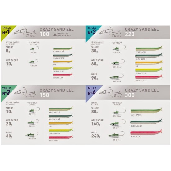 FIIISH CRAZY SAND EEL #3, 220mm JAUNE FLUO